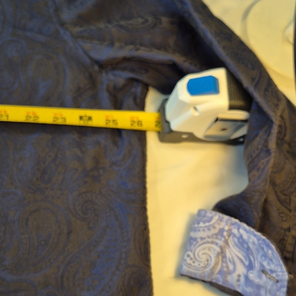 Tasso Elba Men's Vibrant Blue and Black Paisley Button Down Long Sleeve Shirt - Picture 7 of 16
